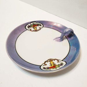 Noritake Blue Lusterware Handled Lemon Dish, Trinket Tray, Appetizer Server